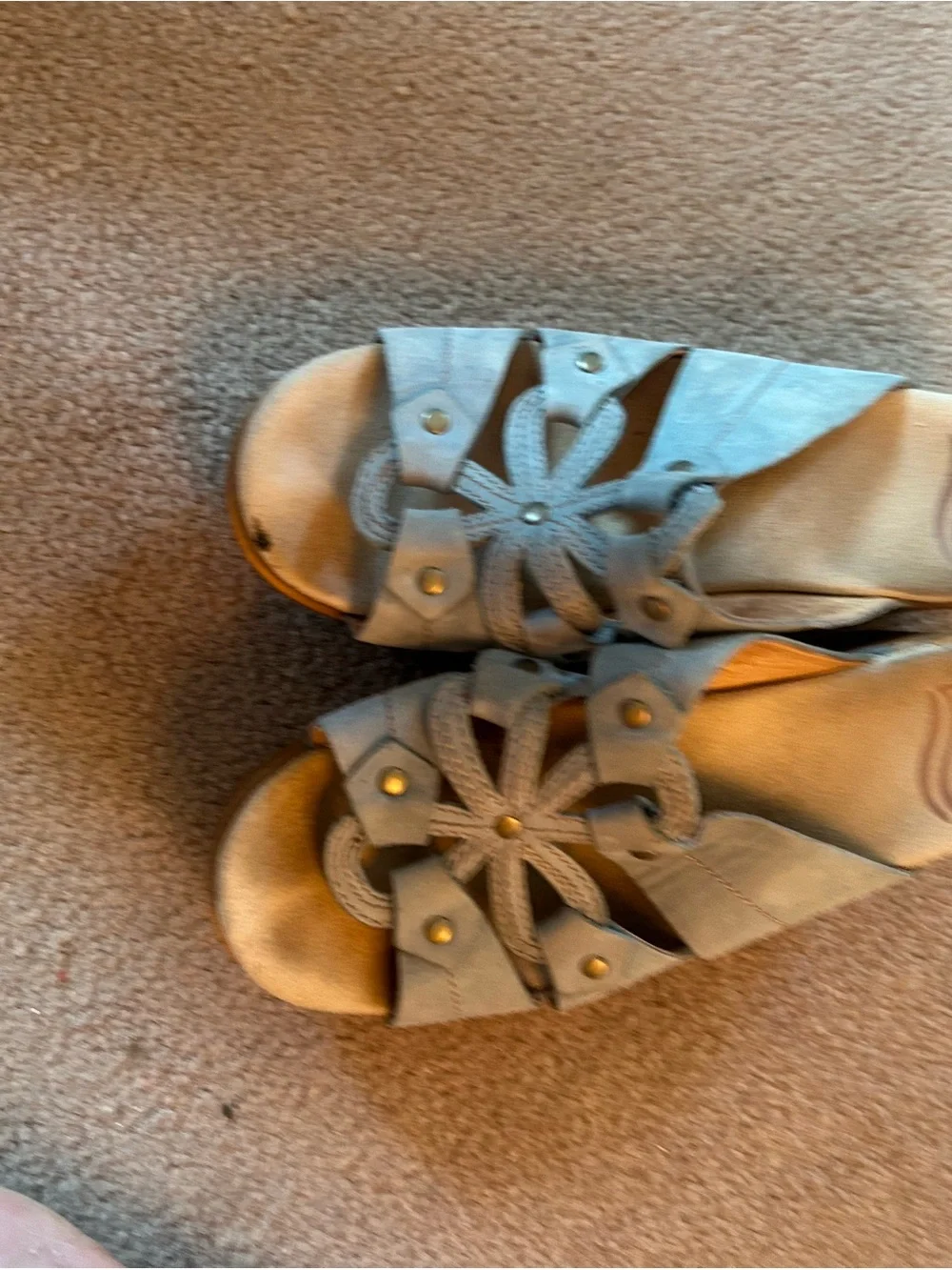 Dansko Taupe Floral Cutout Slide Sandals